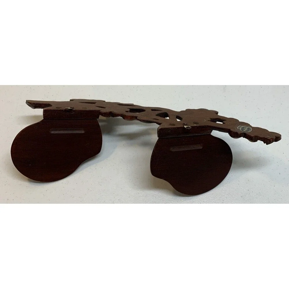 Vintage Bird Dogwood Wood Two Shelf Plate Rack Wall Display Asian Carved MCM